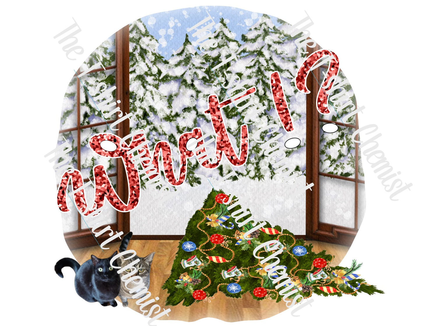 What!? Cat Christmas Tree Digital Design