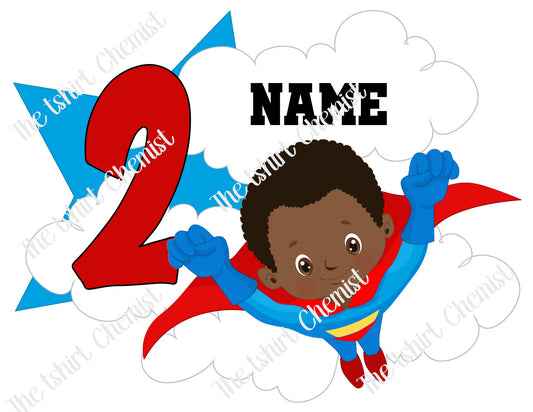 Superhero African 2nd Birthday Boy Design, Birthday T-shirt Design, Superman, PNG, Digital Download, Printable Artwork